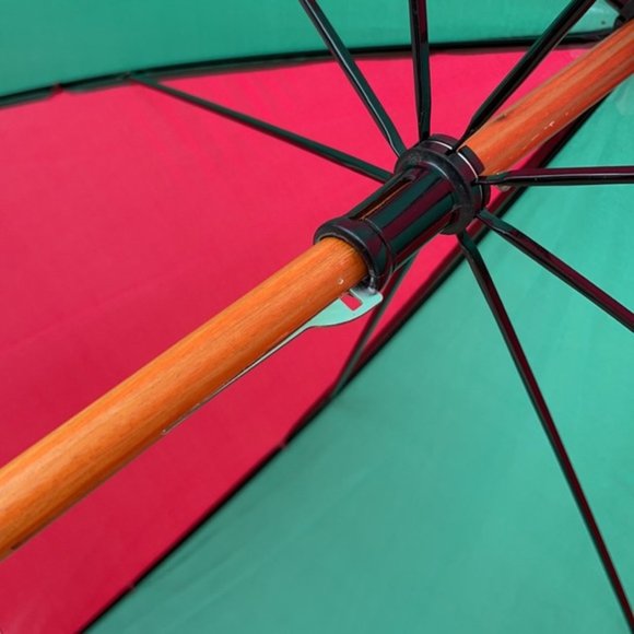 Vintage Conde Nast Portfolio Wooden Umbrella Green and Red - Picture 11 of 16